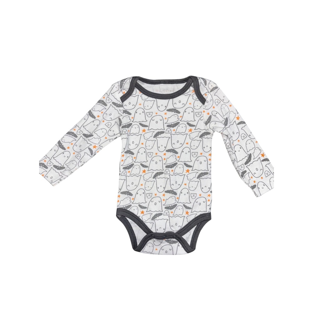 Chickpea Long Sleeve Baby Bodysuit White‎ Ghost Bat Stars Halloween 6-9M
